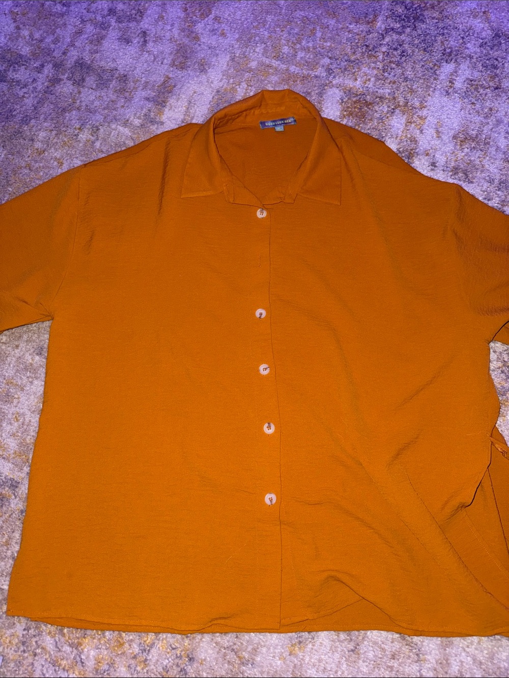 Good Luck Gem Women's Button Down Shirt in Burnt Orange